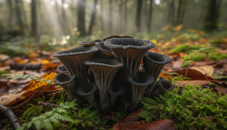 découvrez comment distinguer la fausse trompette de la mort de la véritable pour éviter toute confusion et consommer des champignons en toute sécurité.